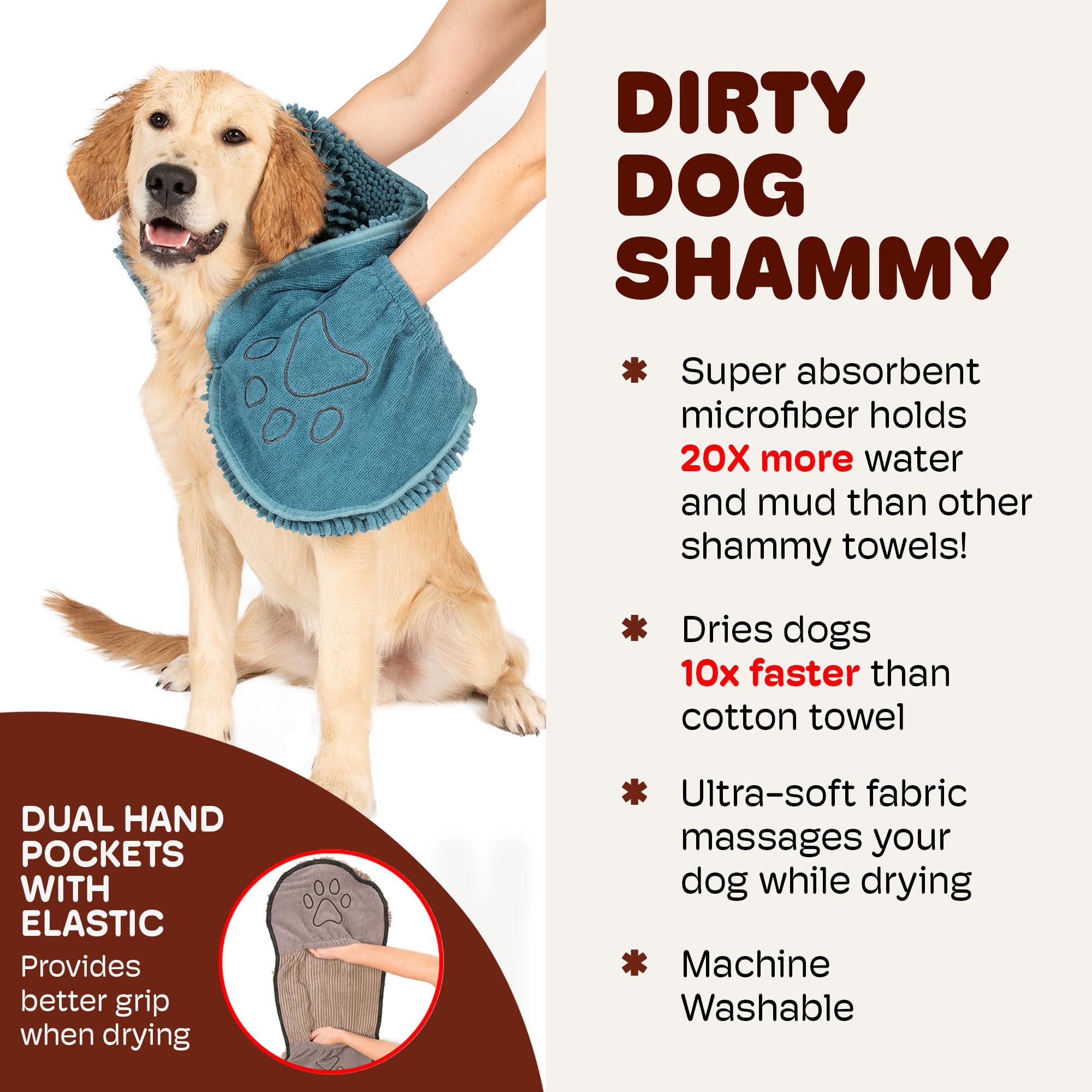 Dog Gone Smart Dirty Dog Shammy Pacific Blue color adds style and utility.