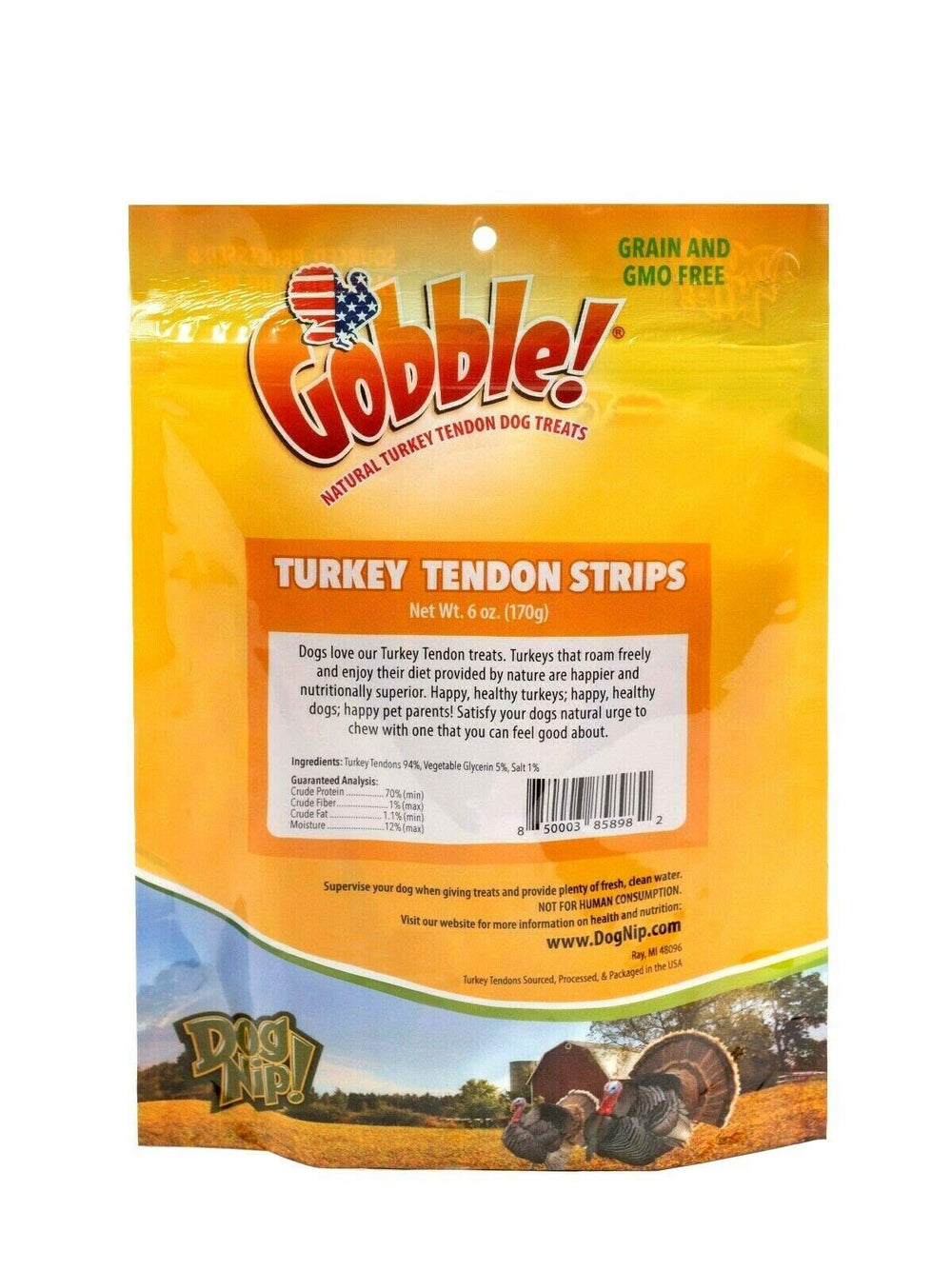 Dog Nip Gobble single-ingredient turkey tendon natural chew for dog enjoyment