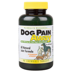 Dog Pain Away ingredients label highlights Type II Collagen and natural blend.