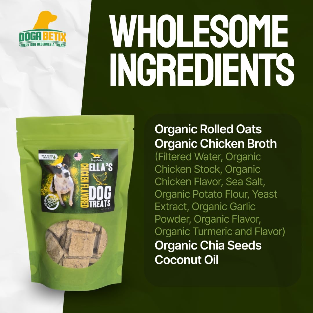 DogaBetix Ella's packaging shows organic ingredients and vet oversight.