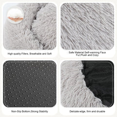 DogBaby Donut Bed close-up plush fur reveals warm, fluffy texture.