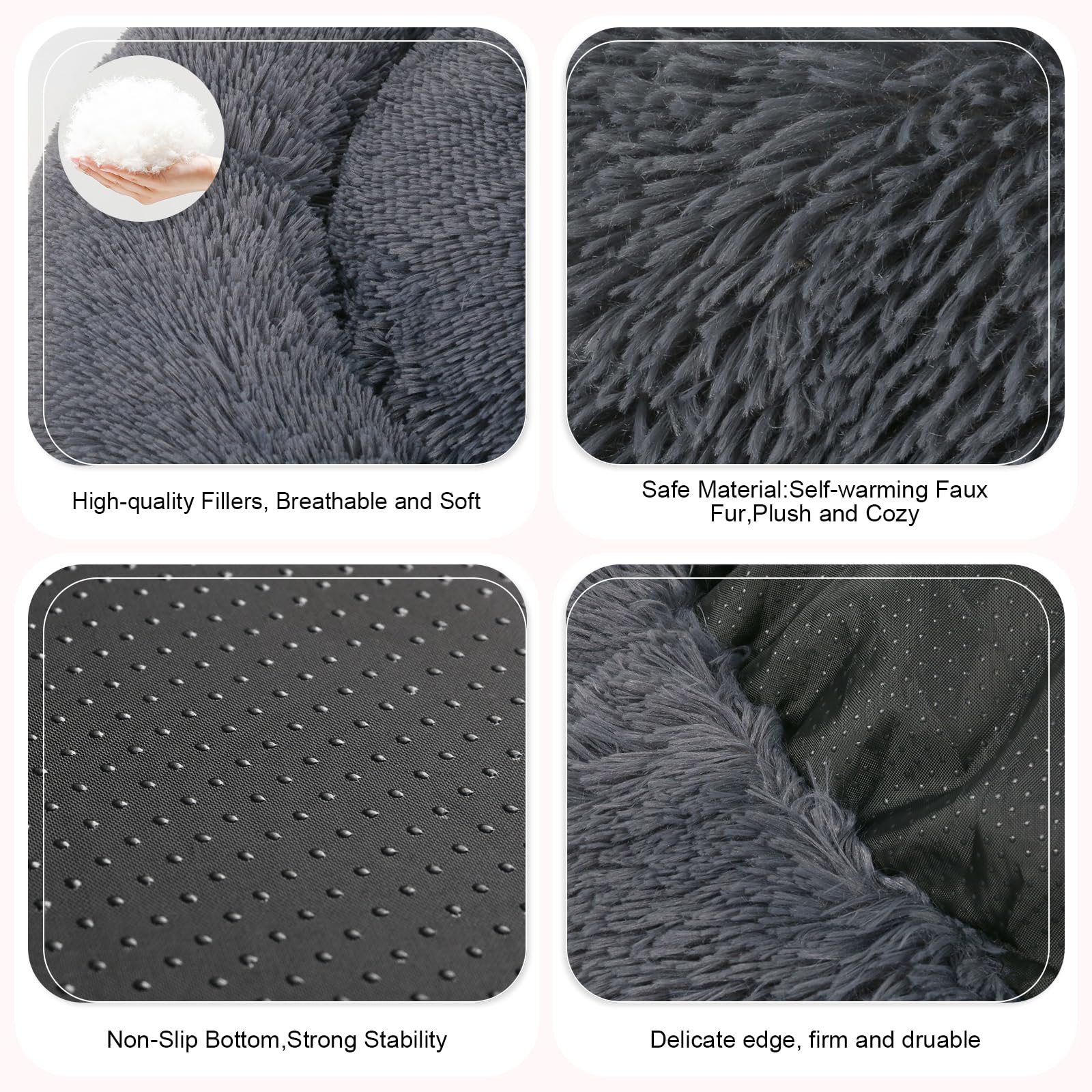 DogBaby Donut Bed raised edge supports head and security.