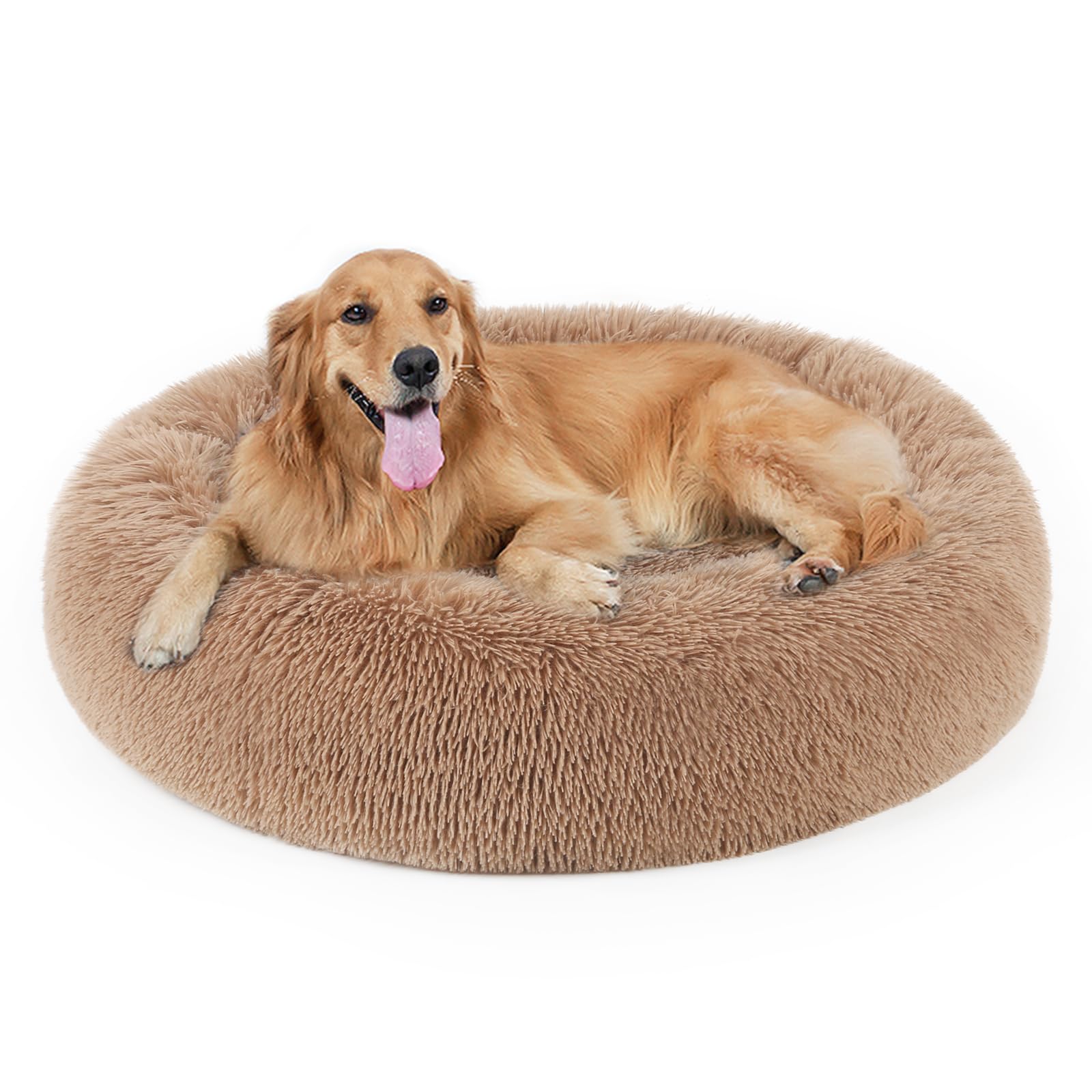 DogBaby plush donut bed with soft fur for cozy lounging