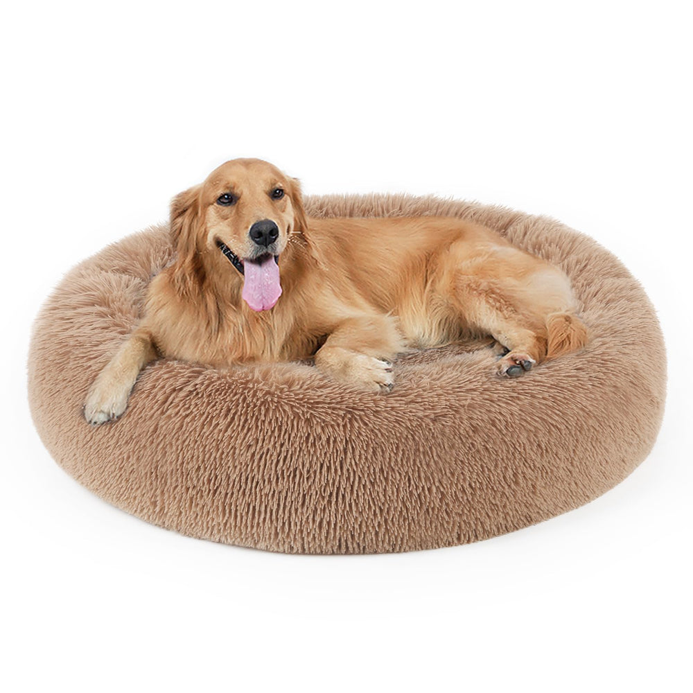 DogBaby plush donut bed with soft fur for cozy lounging