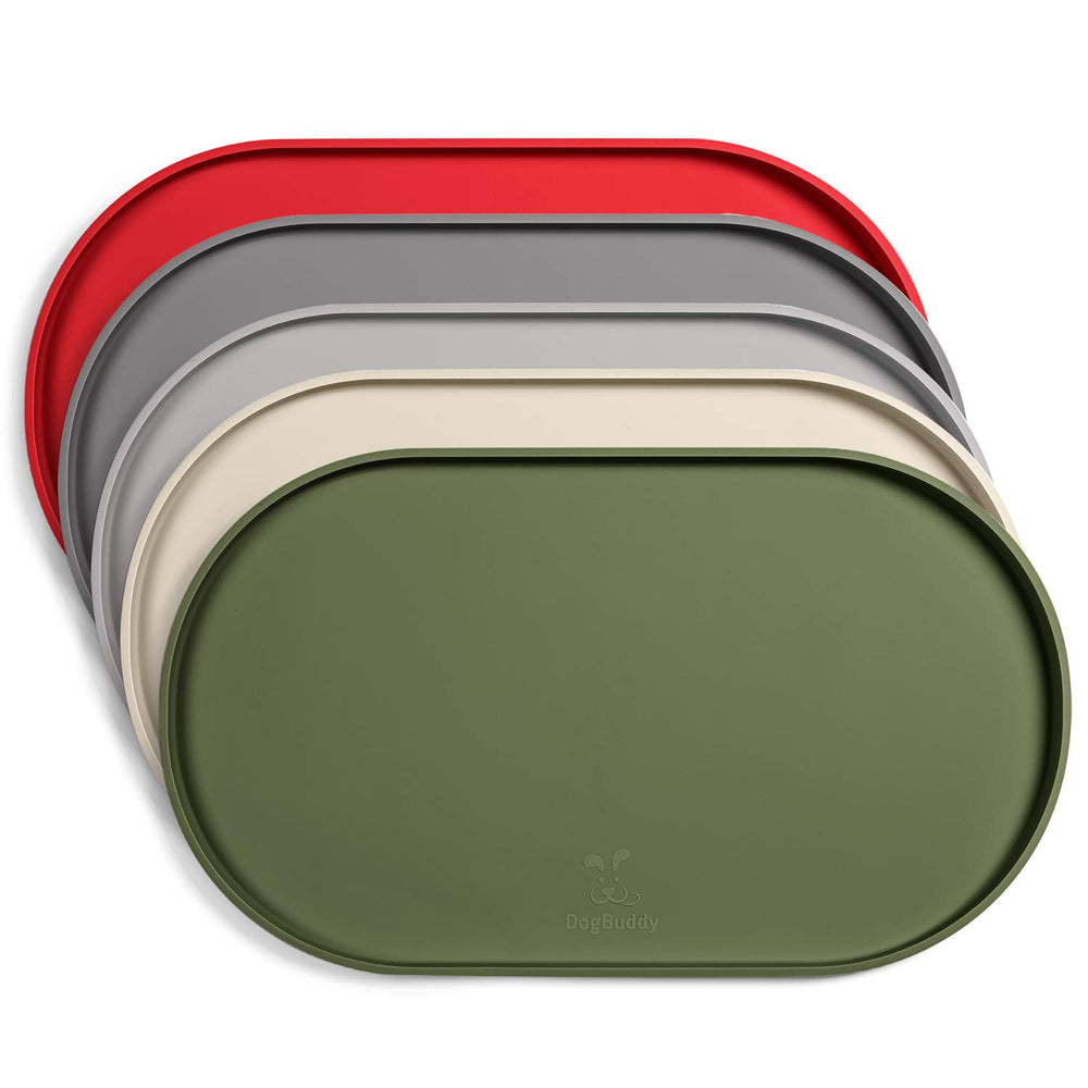 DogBuddy dog food mat with tall edge lip to contain spills and protect floors
