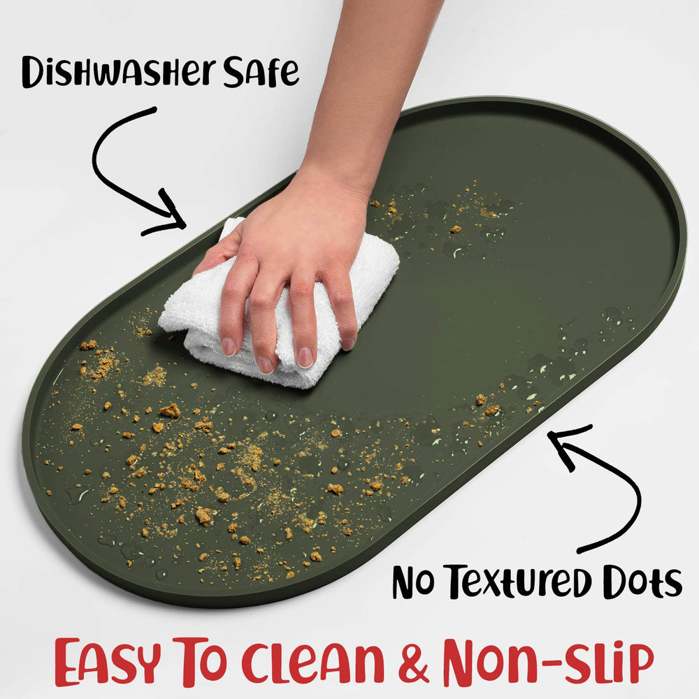 DogBuddy khaki green mat blending with decor while protecting floors