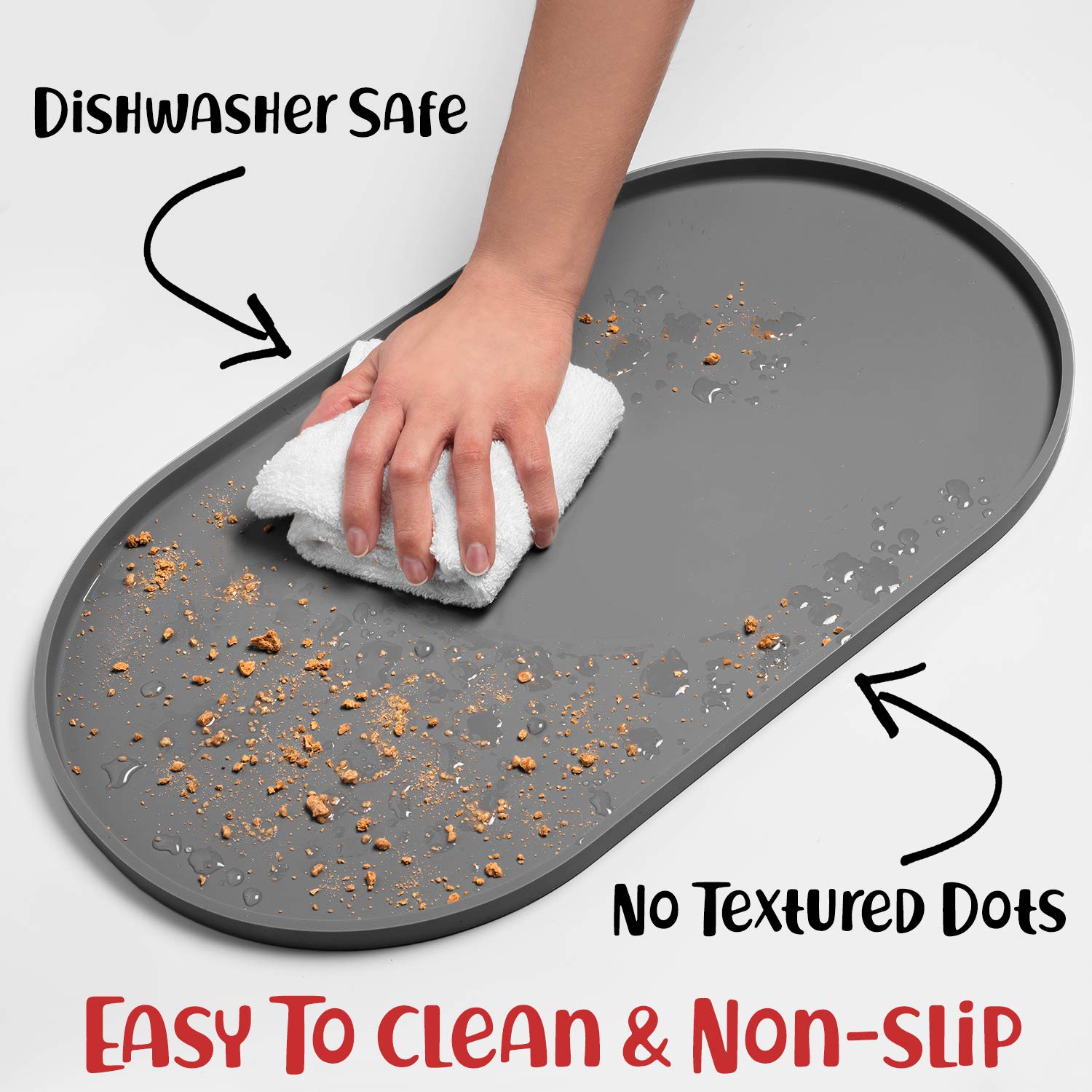 DogBuddy large 24x14 inch mat fits medium and large bowls securely