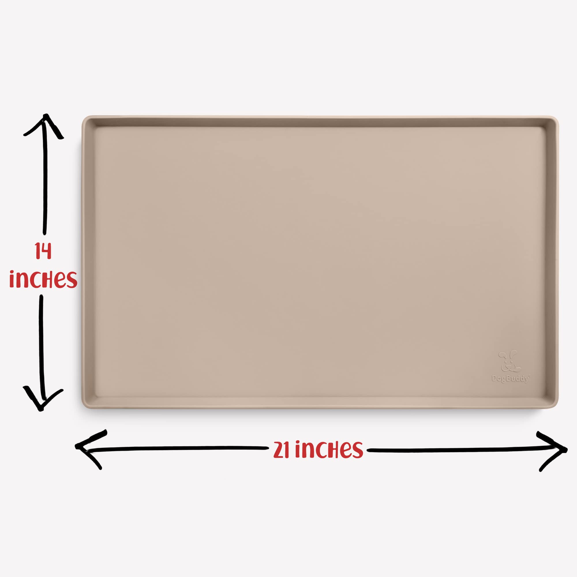 DogBuddy Dog Food Mat taupe color complements homes while catching crumbs.