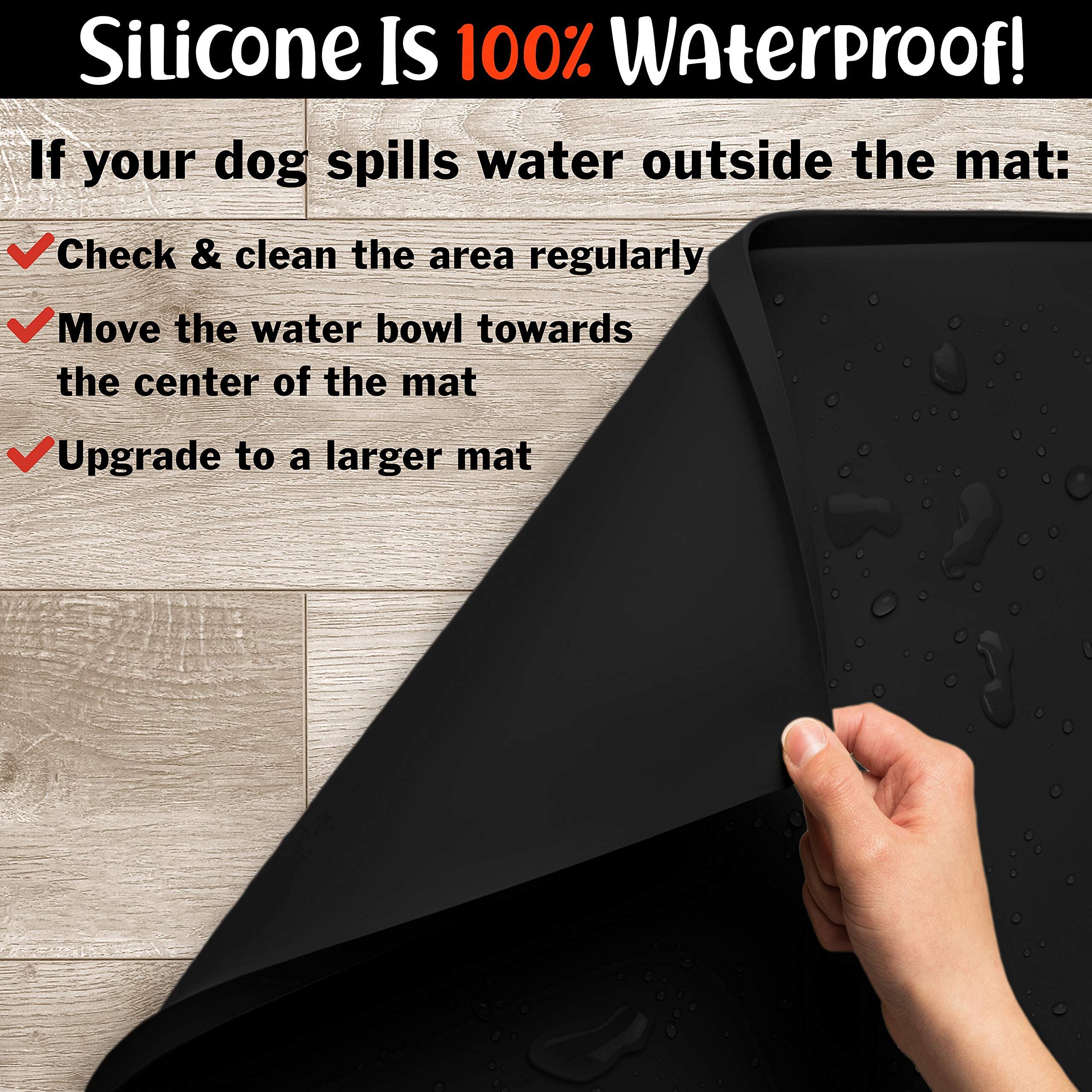 DogBuddy dog food mat under water fountain setup.