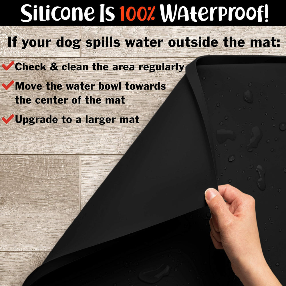 DogBuddy dog food mat under water fountain setup.