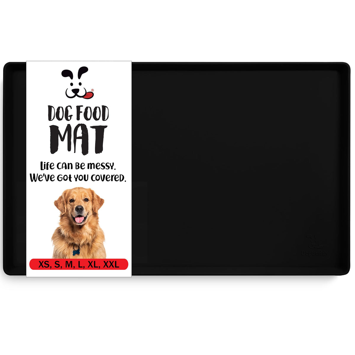 DogBuddy waterproof silicone dog food mat protects floors from spills.