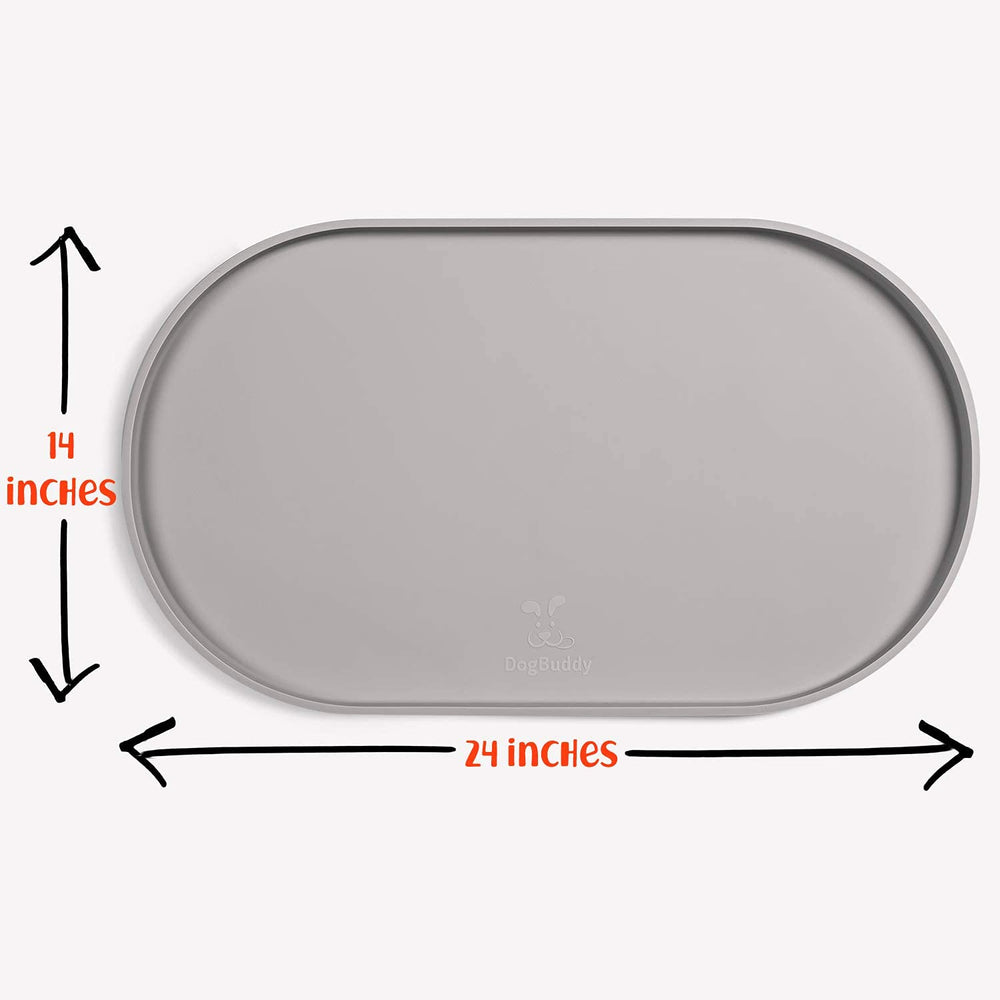 DogBuddy under-bowl mat protects kitchens and dining areas.
