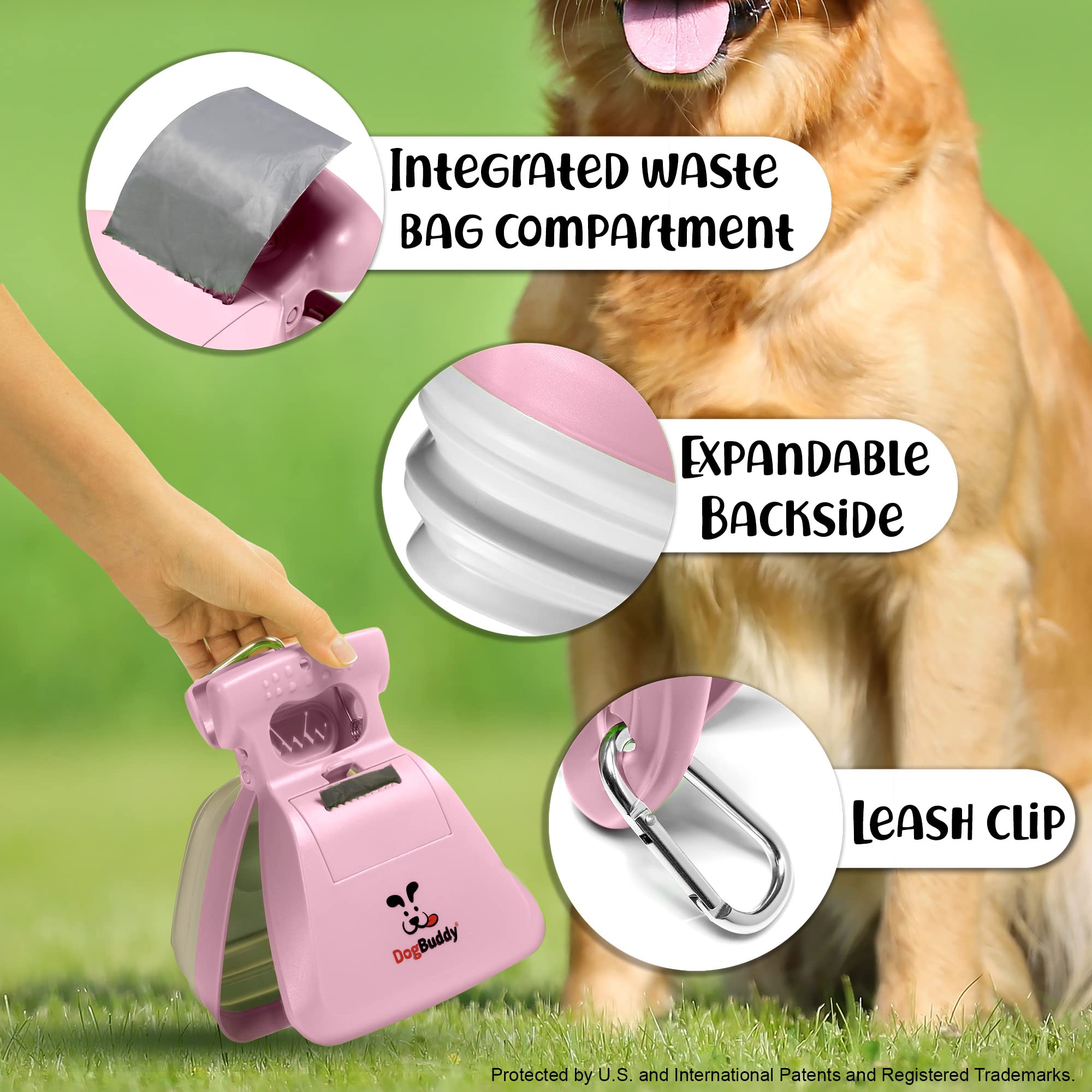 DogBuddy Pooper Scooper extendable backside handles waste for any dog size
