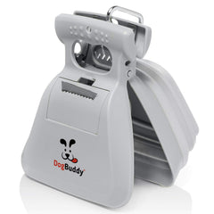 DogBuddy Pooper Scooper with leash clip for hands-free cleanup during walks.