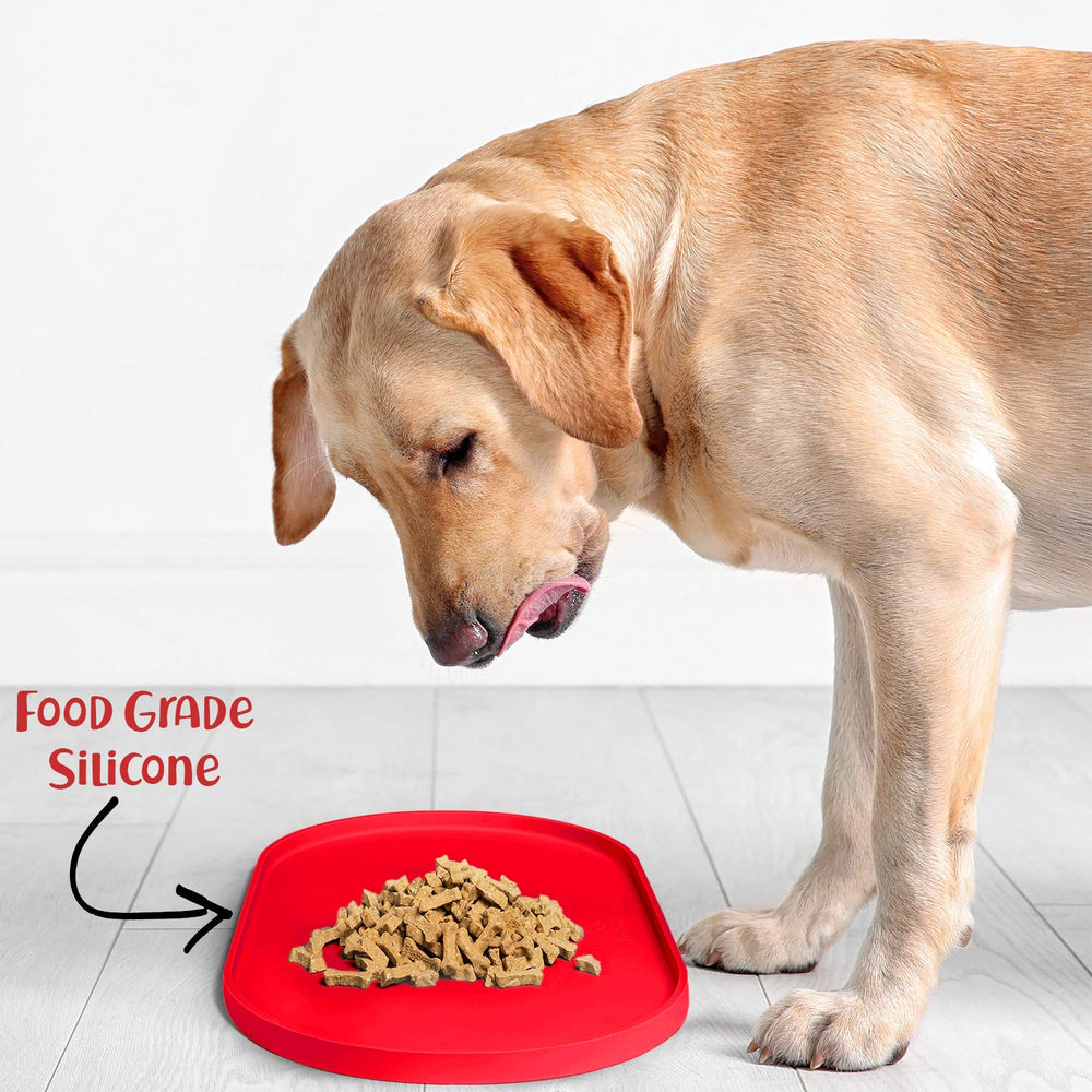 DogBuddy small 19x11 inch mat fits small to medium dogs.