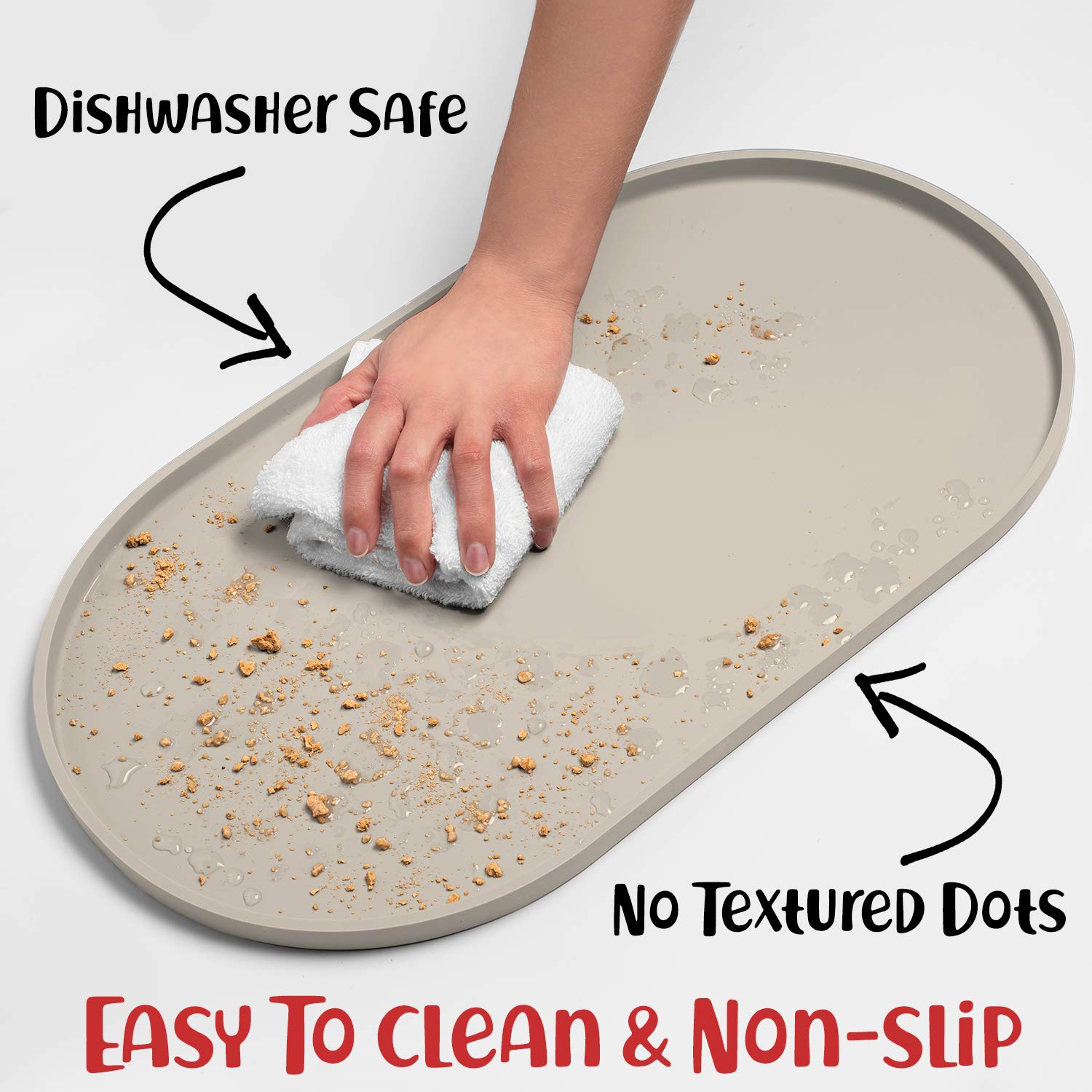 DogBuddy mat under bowls shields floors from messy splashes