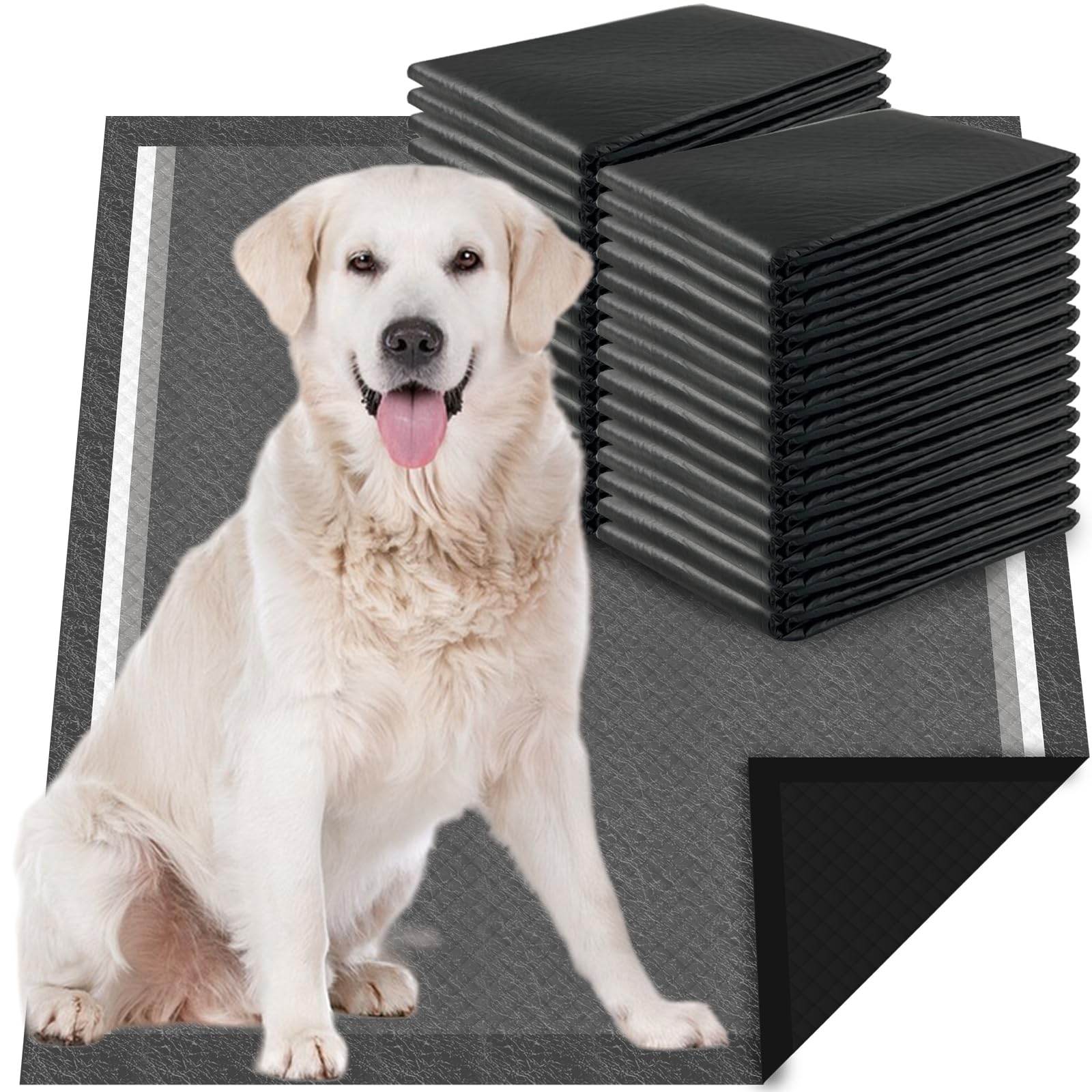 Dogcator charcoal puppy pads XL flat lay showing ample space for puppy potty training