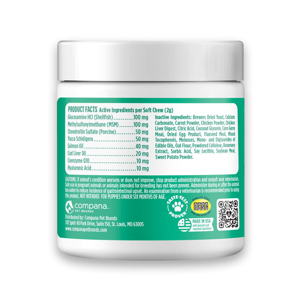 Bottle label detail showing key ingredients like glucosamine and turmeric.