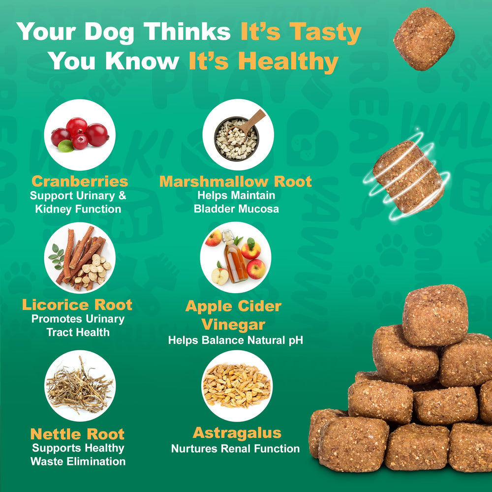 Doggie Dailies package highlighting natural ingredients and 225 soft chews