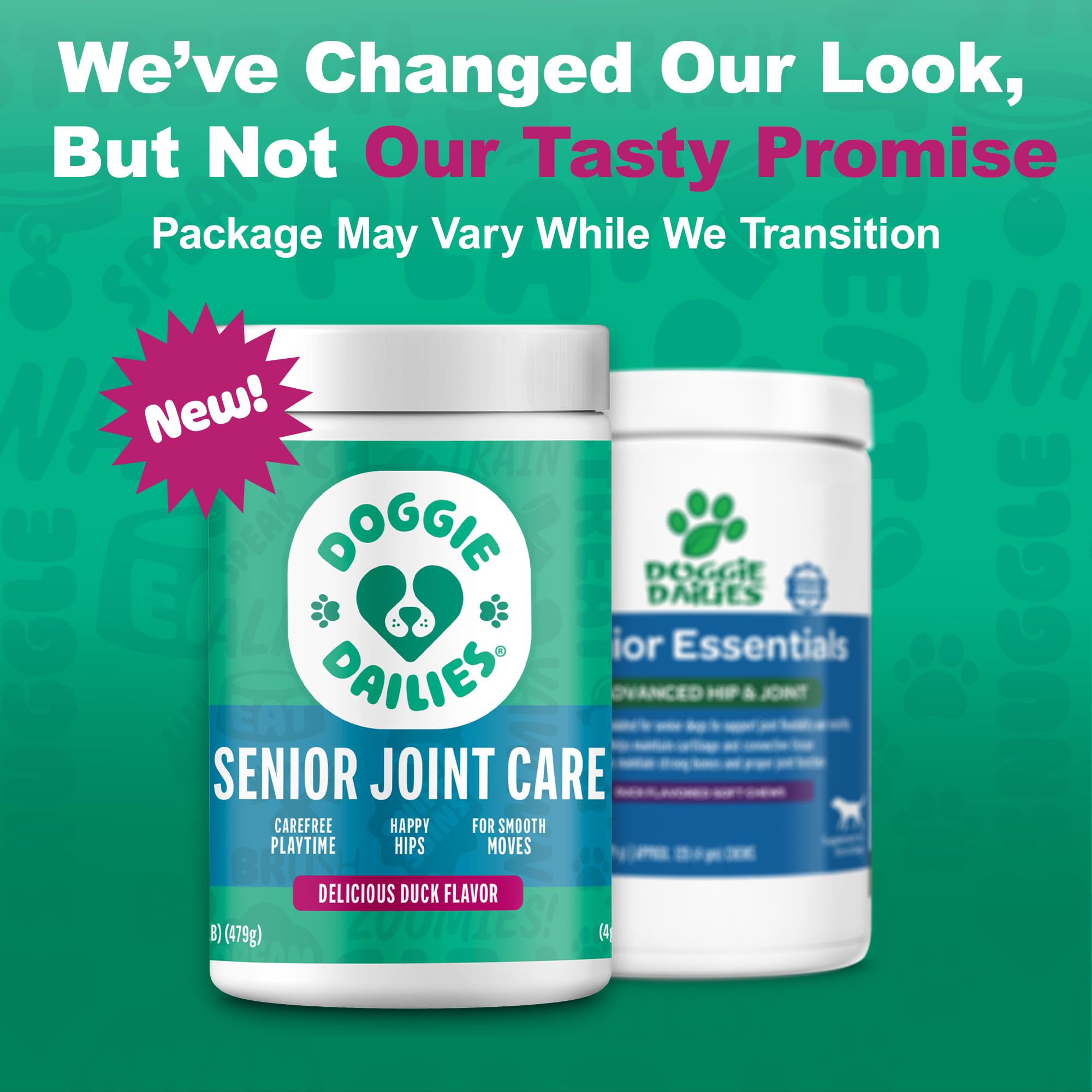 Doggie Dailies duck flavor bottle beside bowl for convenient daily supplement