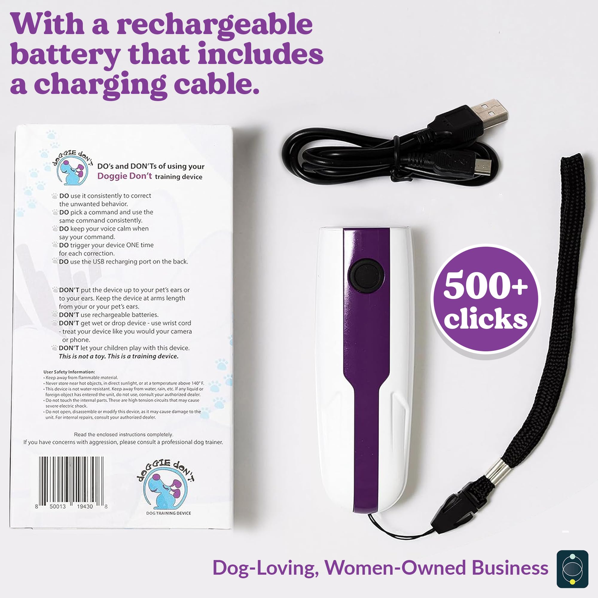Doggie Don’t training tool in action after a click during dog interactions.