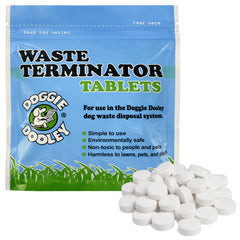Doggie Dooley Waste Terminator Tablets for in-ground disposal, supporting waste breakdown in yards.