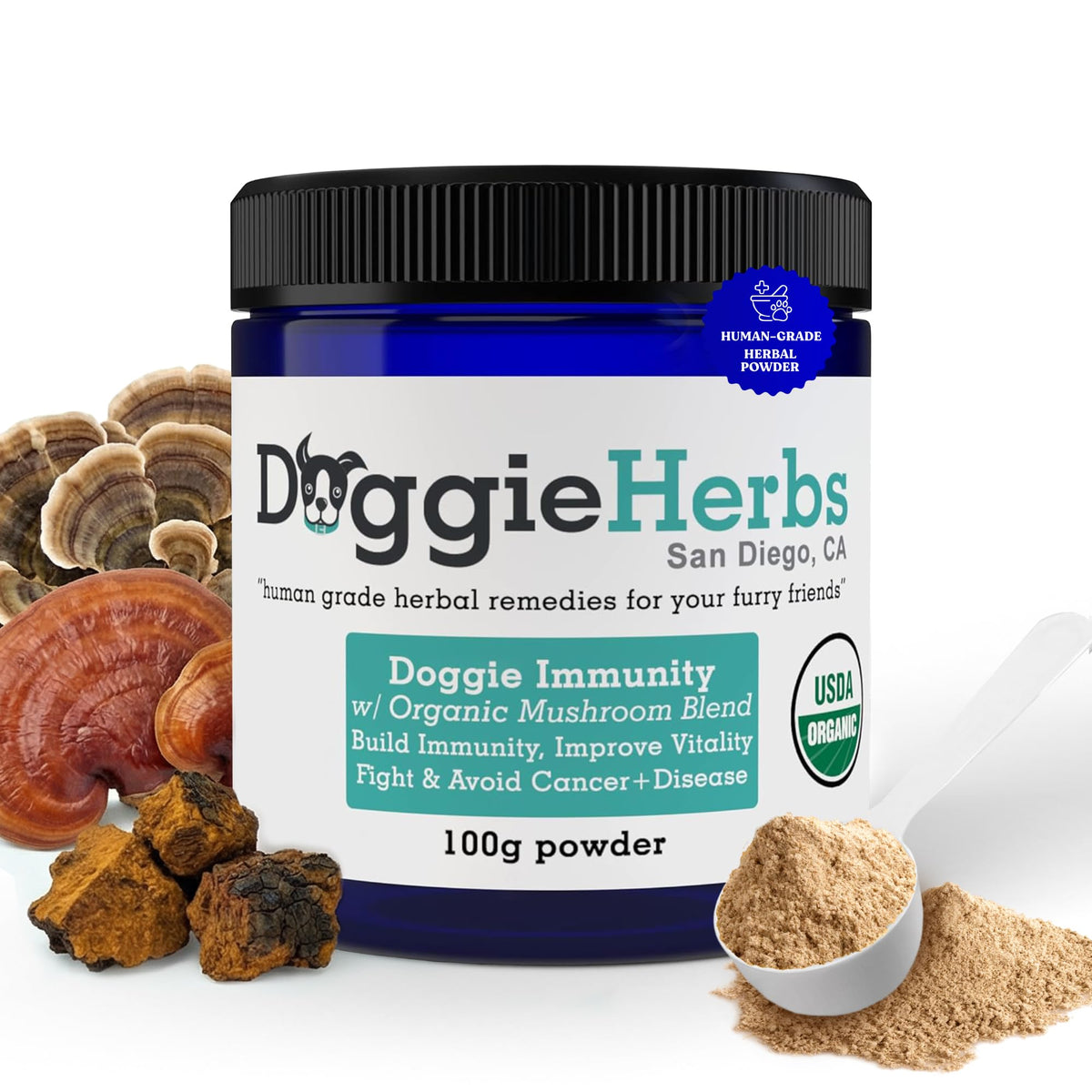 Doggie Herbs High Potency Immune bottle front for quick recognition and support.
