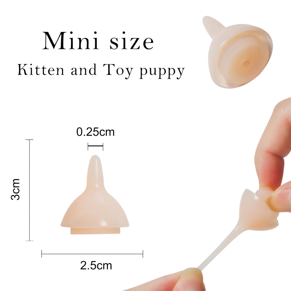 Doggiema nipple works with syringes for precise formula feeding.