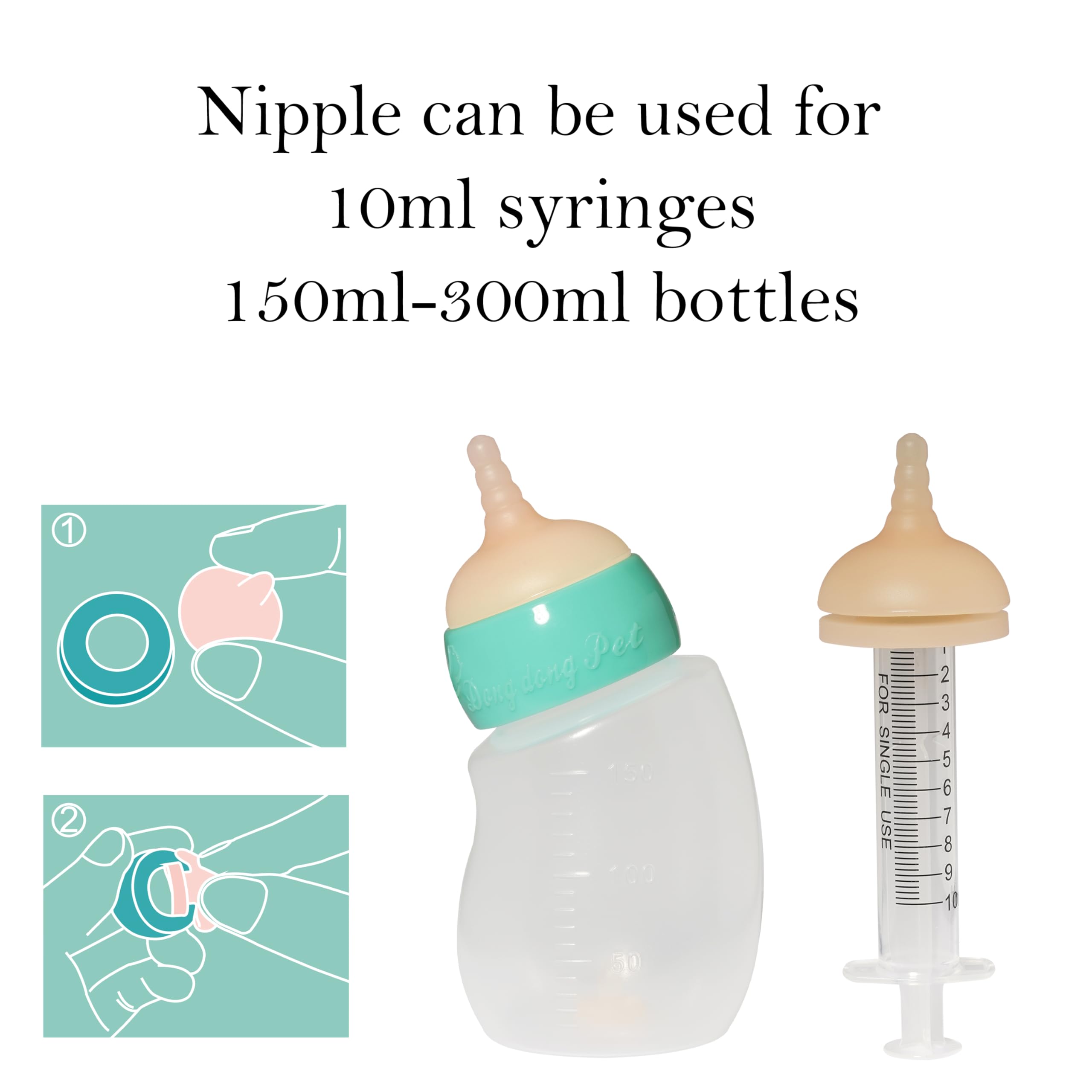 Doggiema nipple mimics mom's touch for easy latch in early puppy feeding.