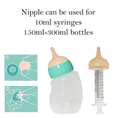 Doggiema nipple mimics mom's touch for easy latch in early puppy feeding.