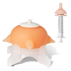 Doggiema puppy milk feeder nipple close-up showing soft, thin design for gentle feeding.