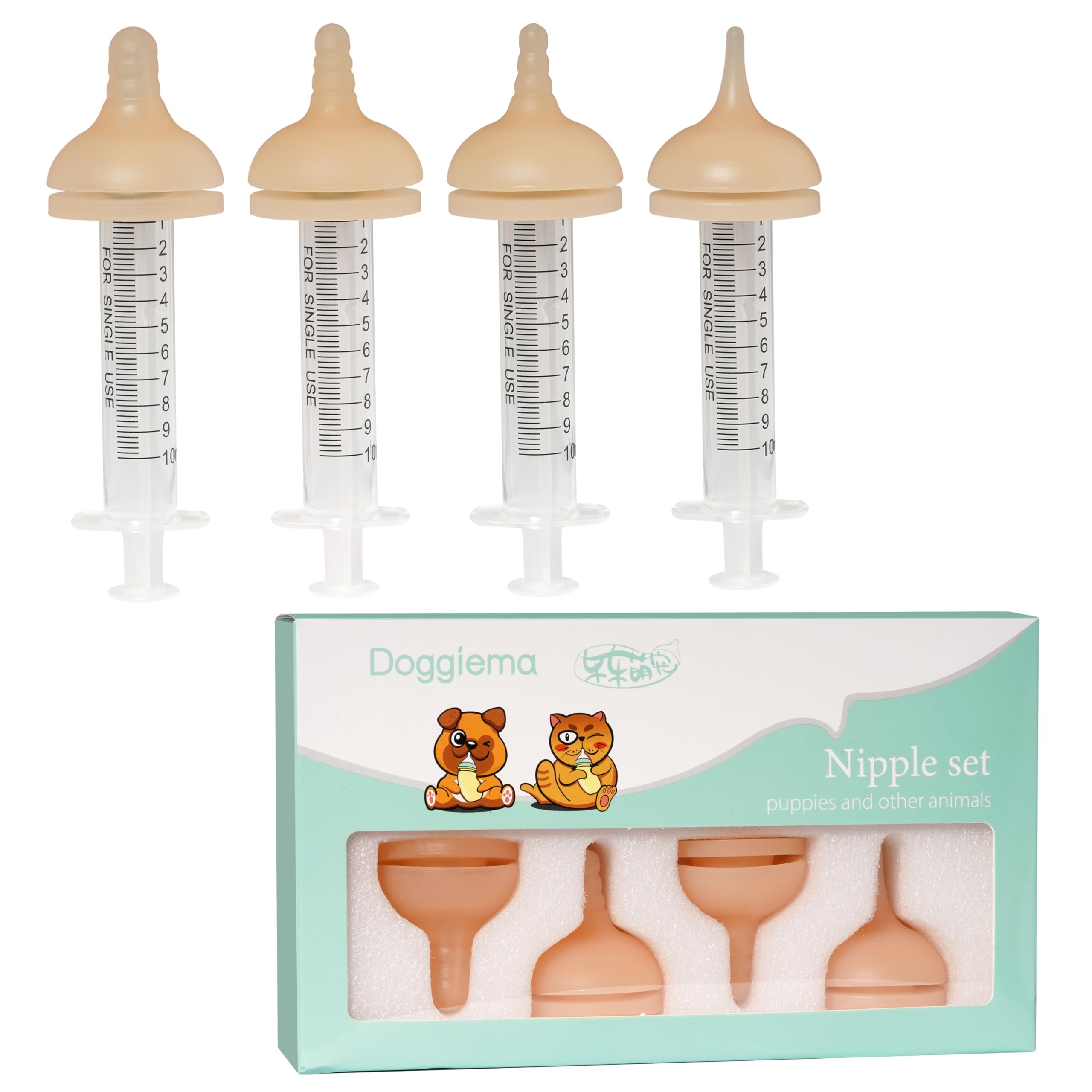 Doggiema silicone feeding nipple with four sizes supports natural growth stages.