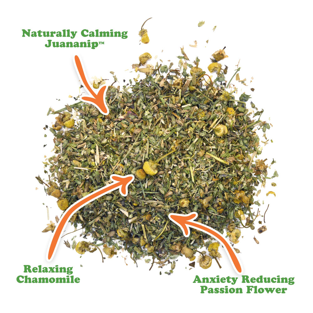 Doggijuana Juananip label packaging close-up showing organic ingredients for calm