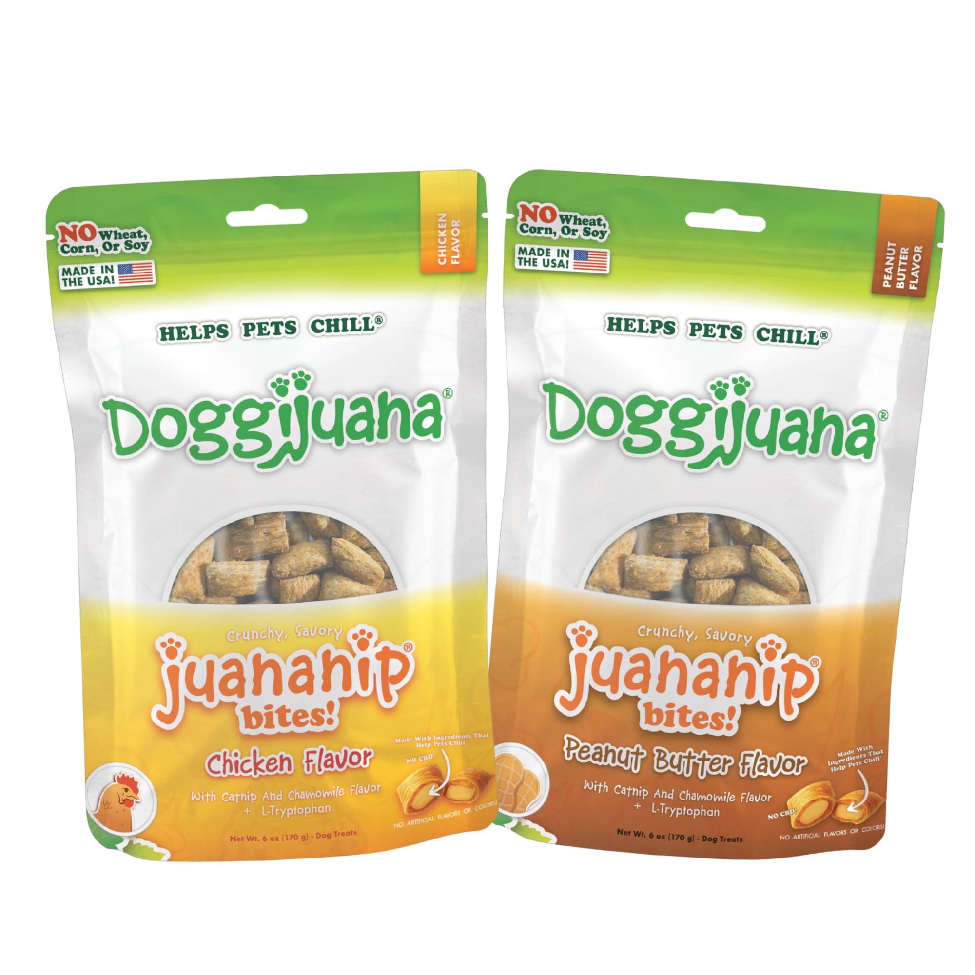 Doggijuana treats bag closeup showing premium ingredients for calm training