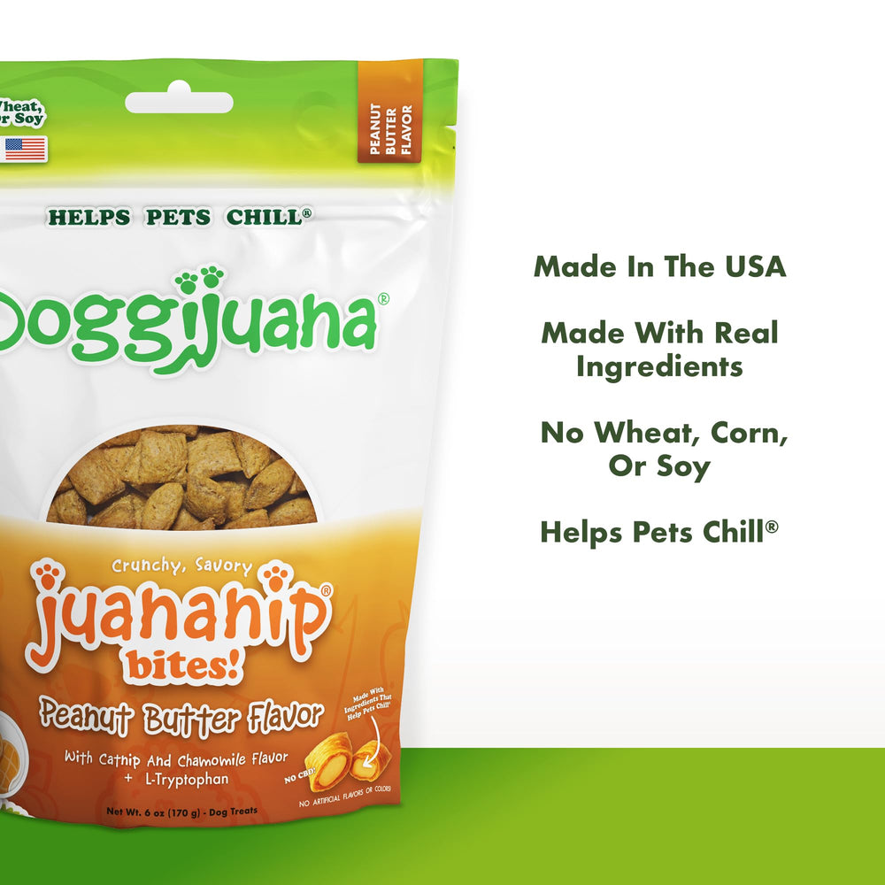 Doggijuana peanut butter bites featuring calming botanicals for relaxed routines