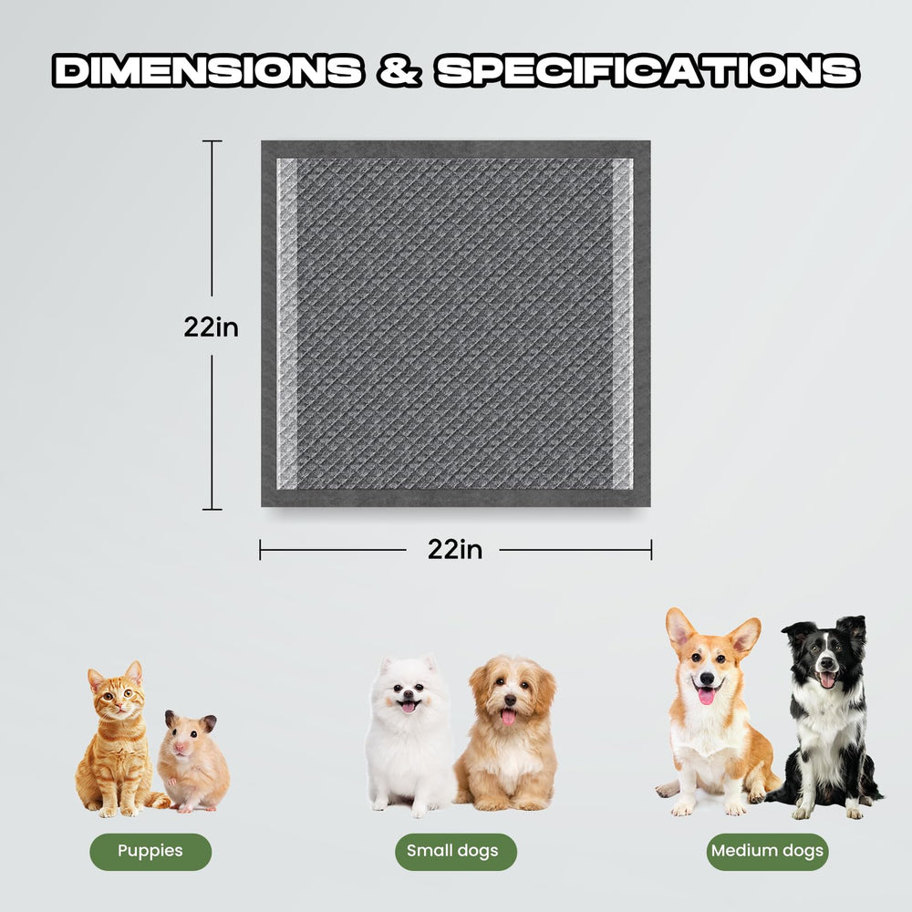 Doggo Doug Charcoal Puppy Pad features full edge-wrapping for secure containment.