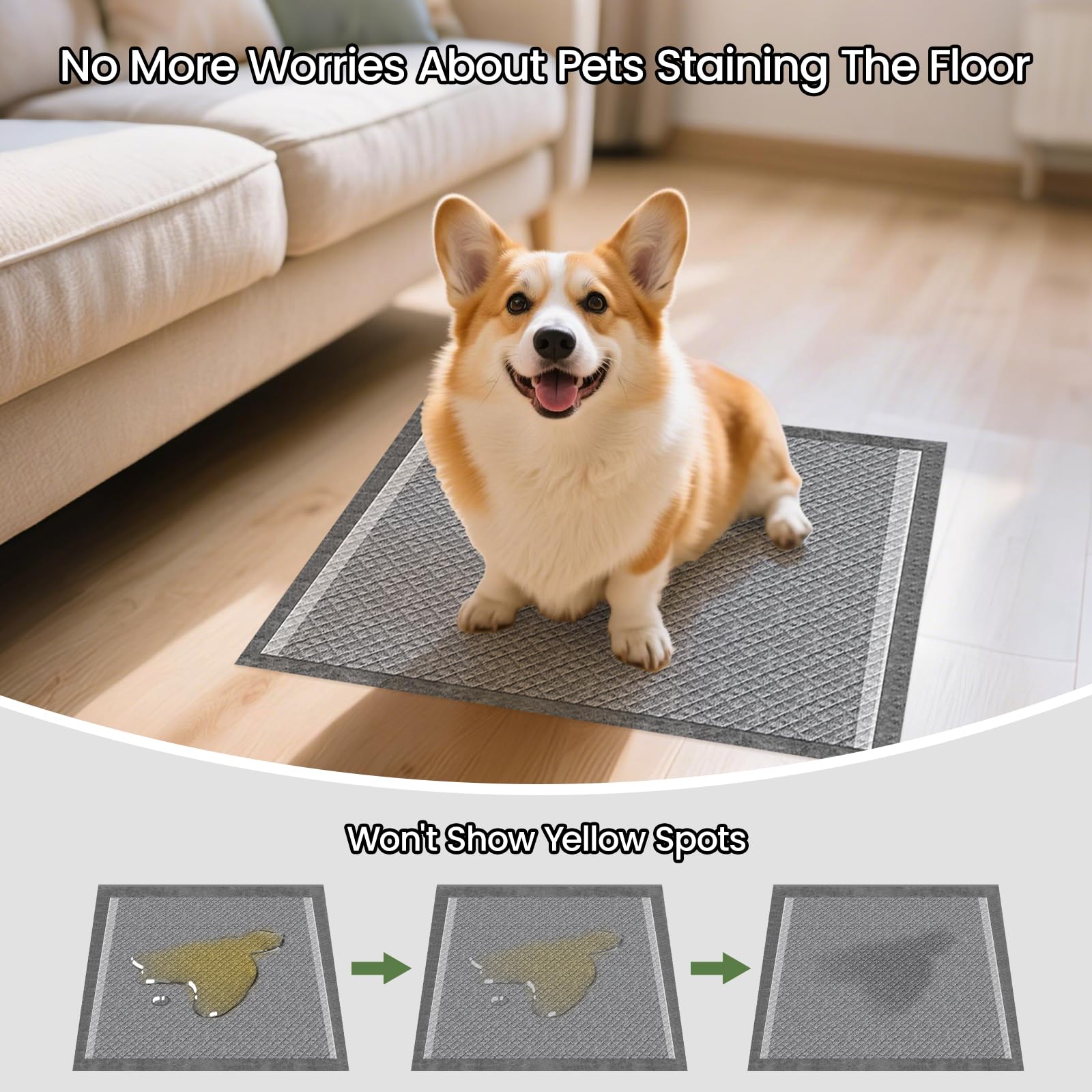 Doggo Doug Charcoal Puppy Pad with activated carbon for odor control at home.