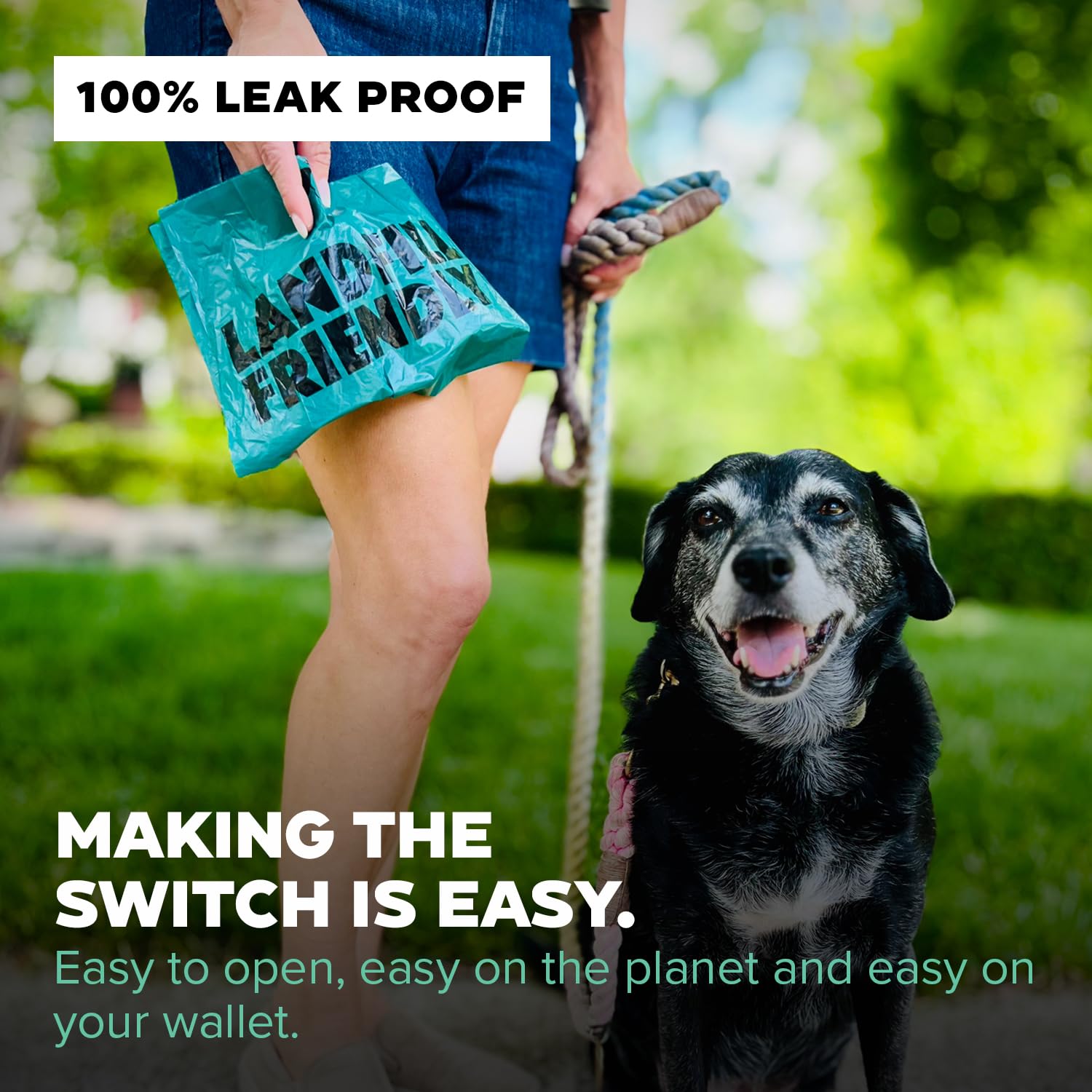 Doggy Do Good 65-Percent Post-Consumer Plastic reduces new plastic waste.