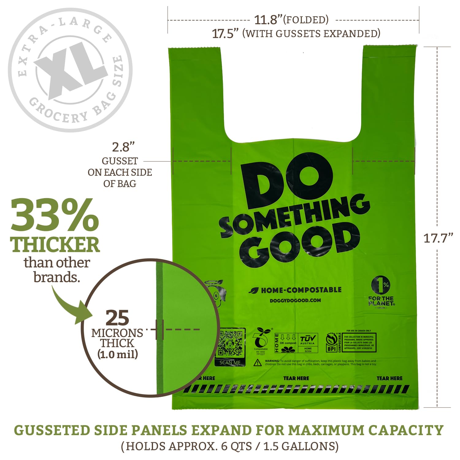 Easy-open roll shown for quick bag access during walks.