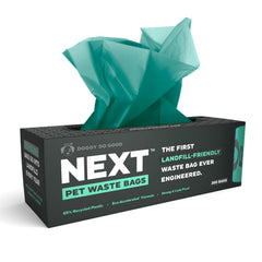 Doggy Do Good Next Waste Bags with perforated lines for quick tearing during walks.
