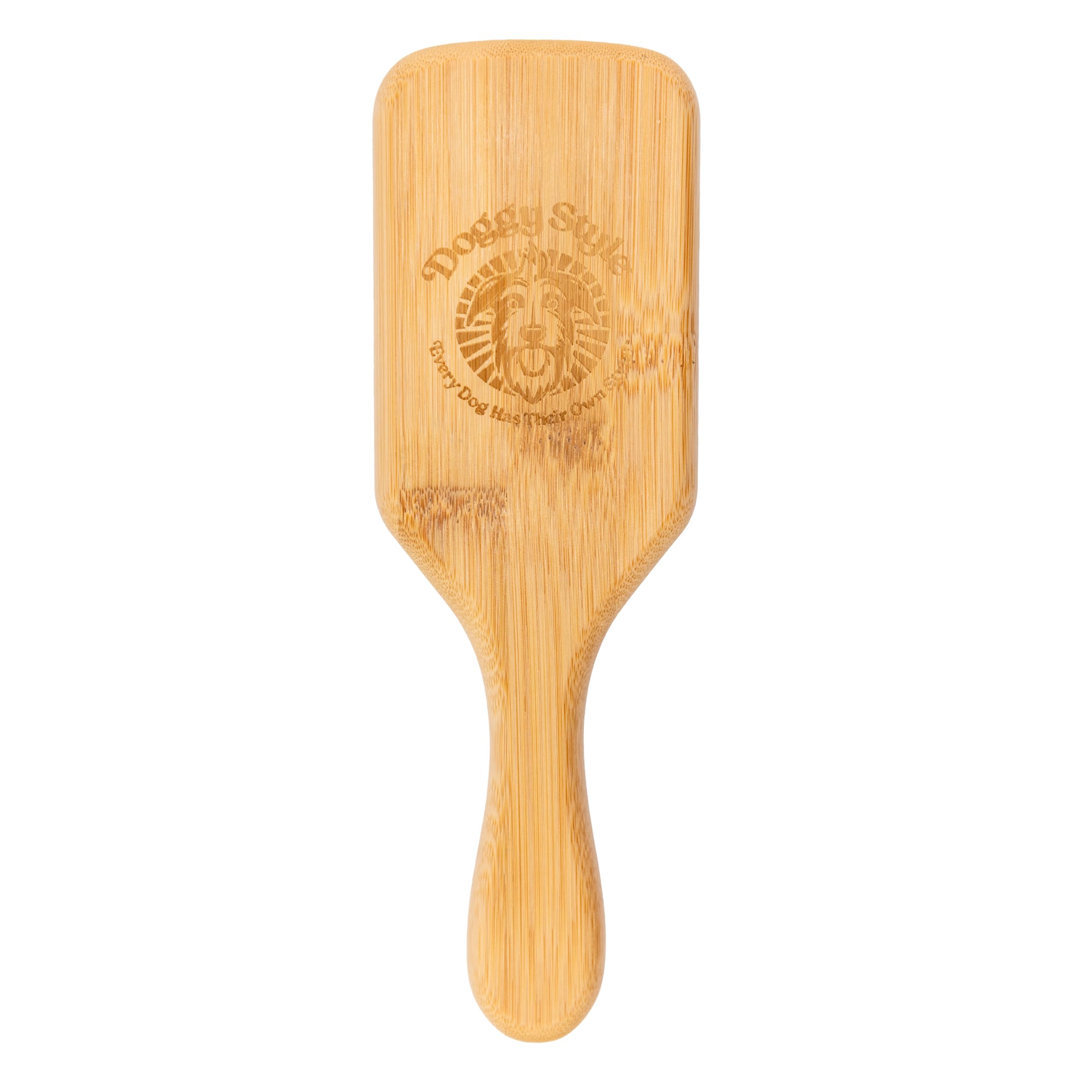 Doggy Style Small Bamboo Dog Brush silicone bristles close-up highlighting gentle skin contact.