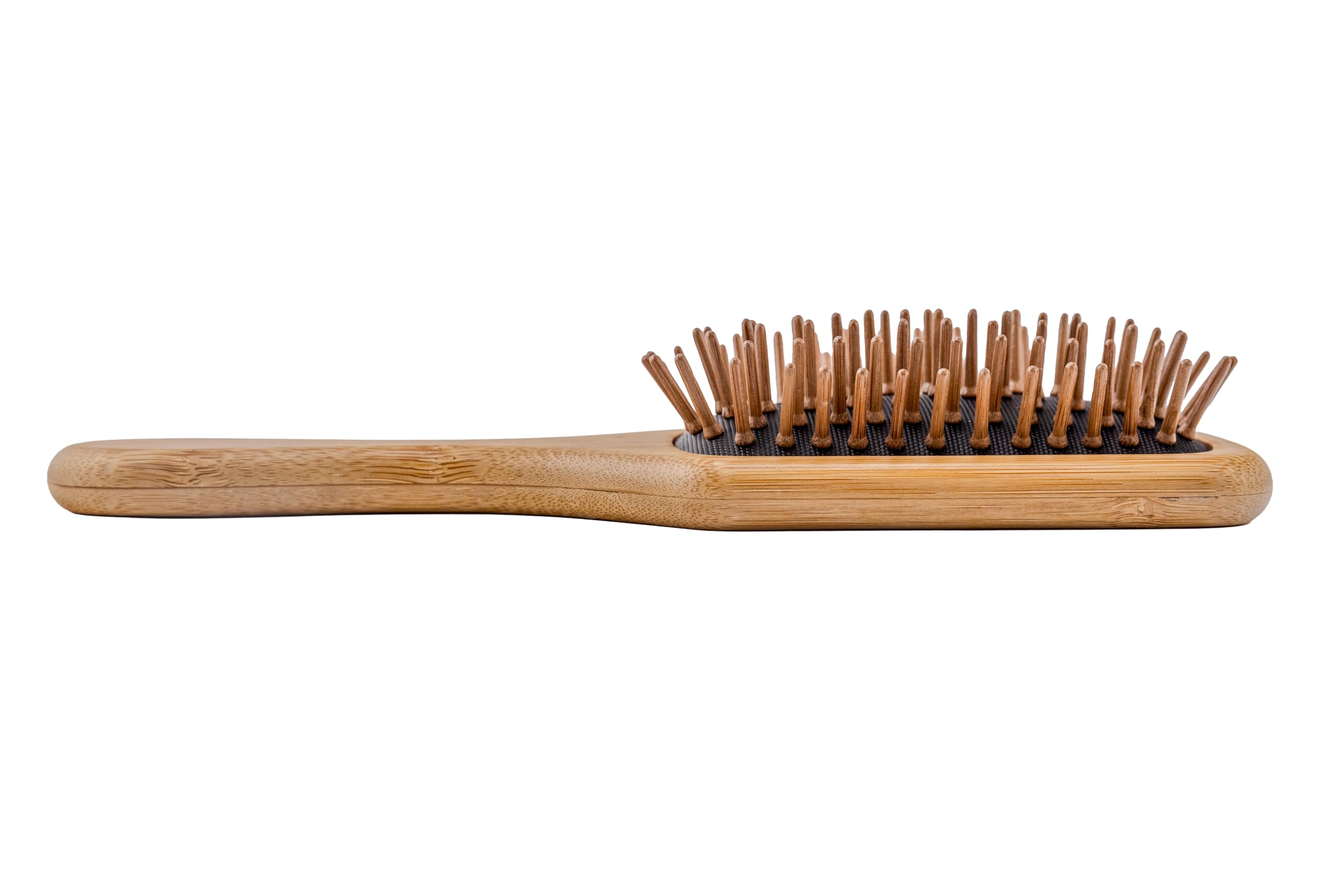 Doggy Style Small Bamboo Dog Brush grooming session shows a smooth, shiny coat after brushing.