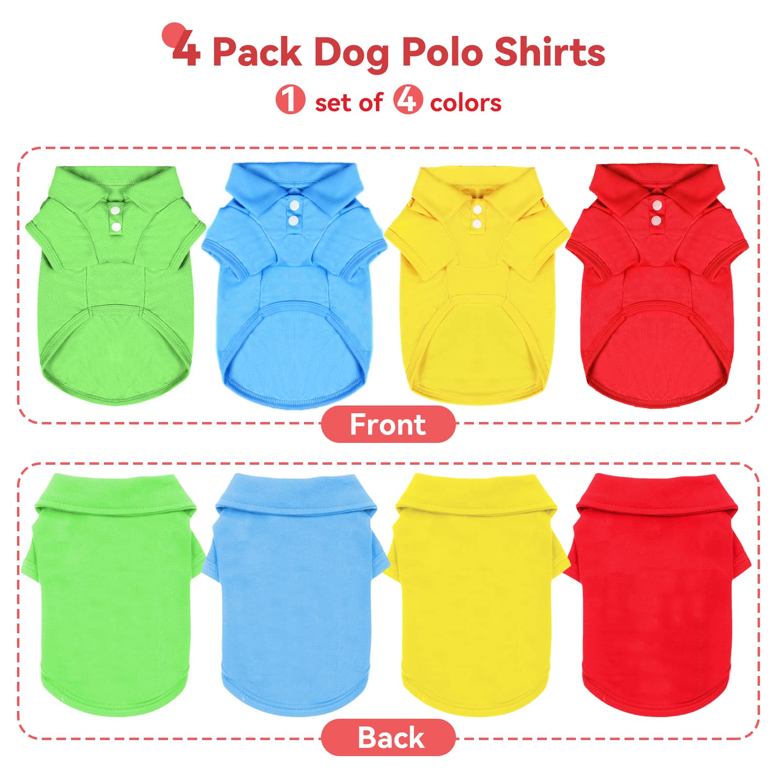 DOGGYZSTYLE four-pack blue polo shirt for small dogs, convenient everyday use.