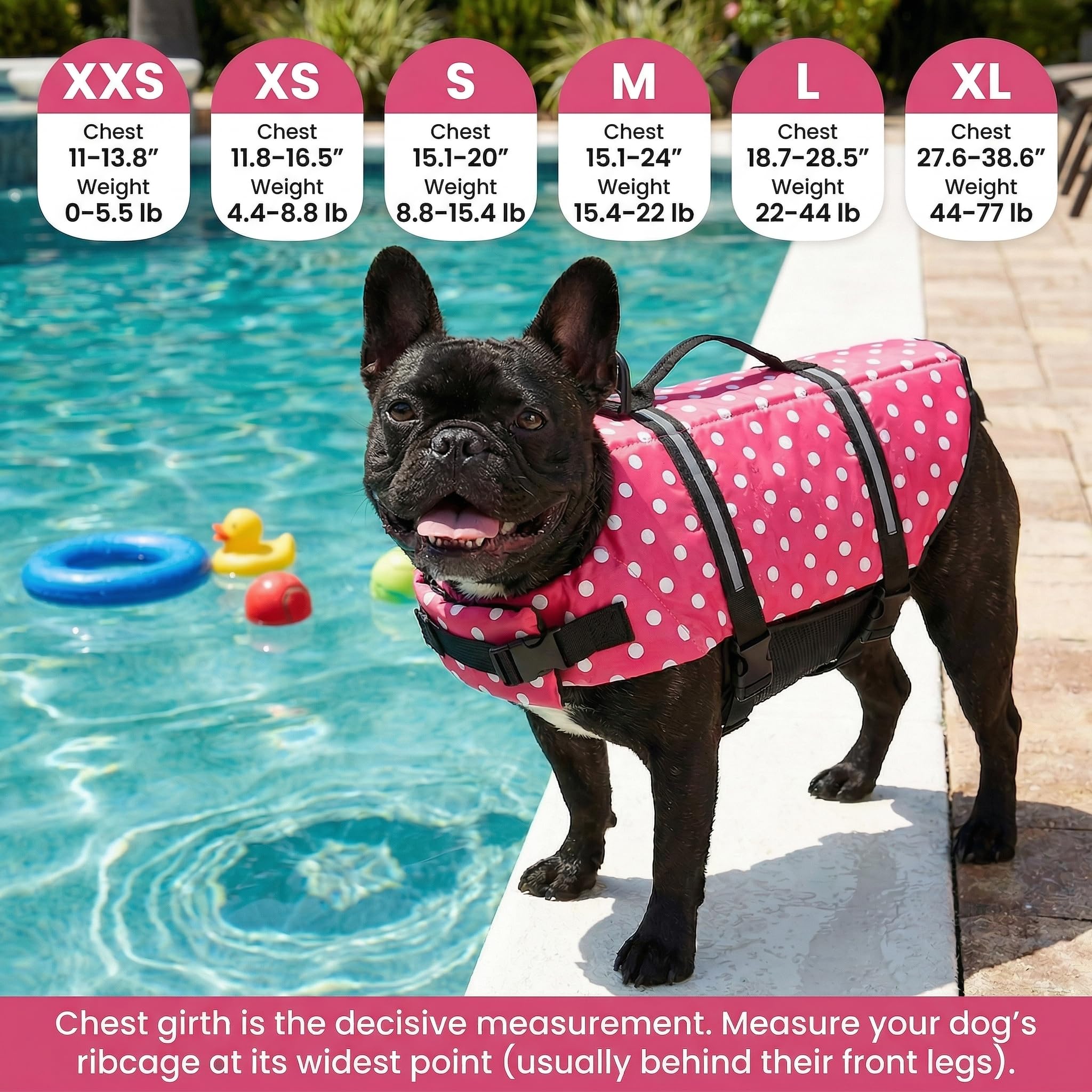 Doglay dog life jacket back view demonstrates adjustable fit and comfort.