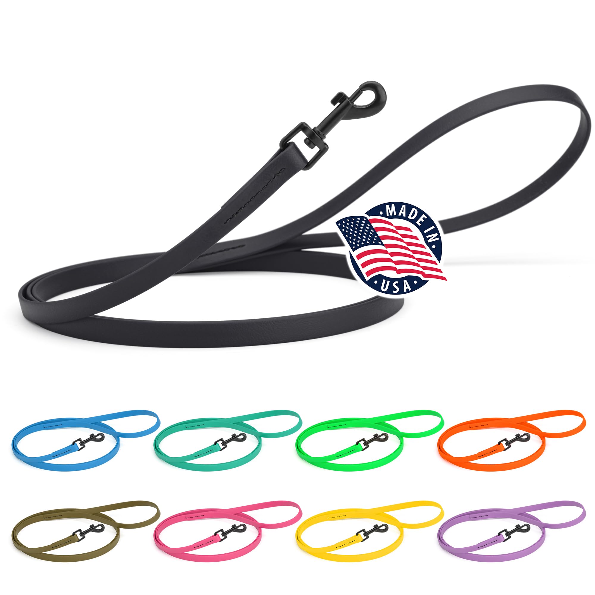 Dogline Biothane waterproof leash 4ft with sturdy black hardware