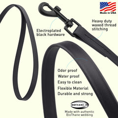 Dogline Biothane waterproof leash 6ft with sturdy black hardware