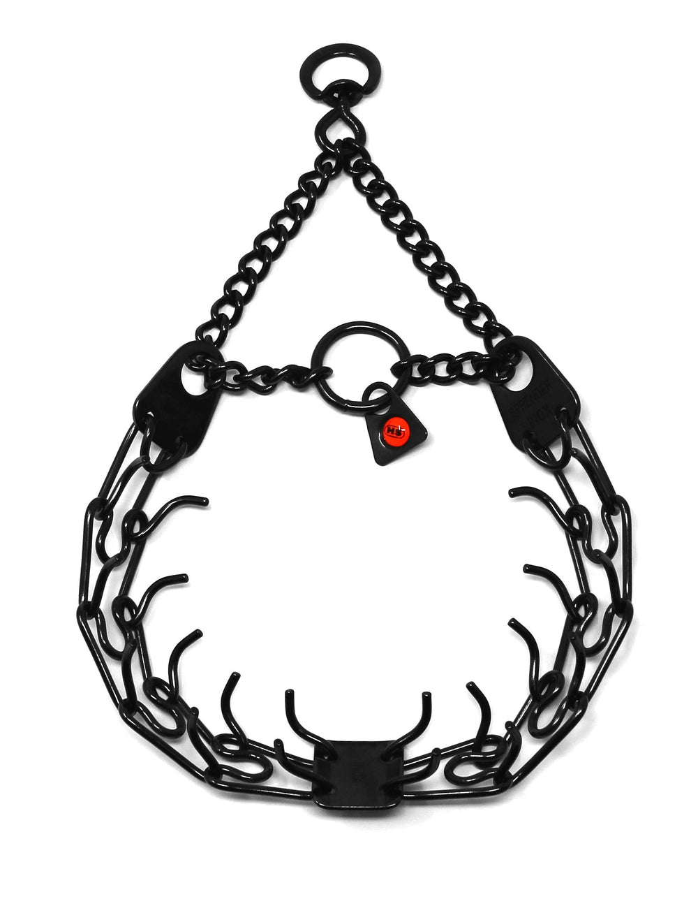 Dogline Herm Sprenger prong collar with swivel in black for controlled training.