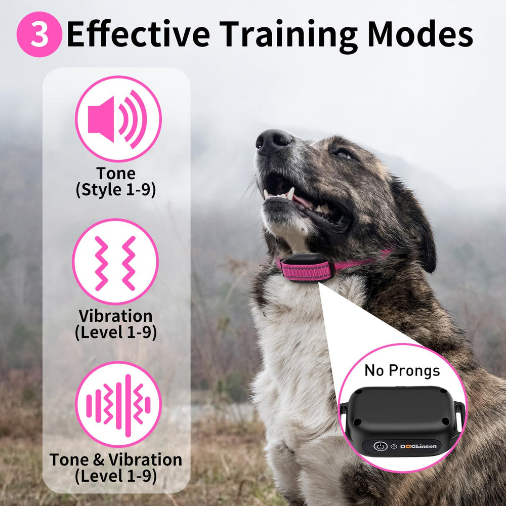 DOGLinsen three-training-modes demonstrating customizable tones and vibrations