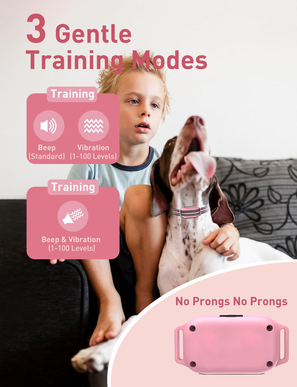 DOGLinsen three training modes for versatile behavior shaping.