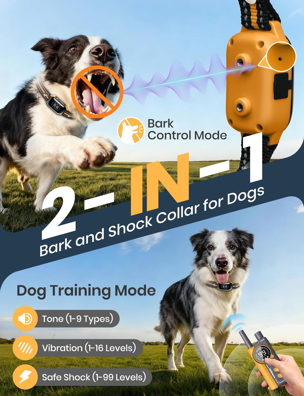 DOGLinsen auto bark control mode helps manage barking during daily walks.